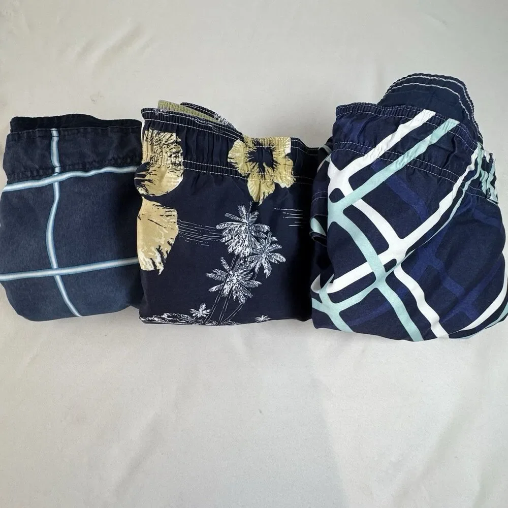 Men’s Swim Trunks Lot of 3 Size 2XL Sonoma OP Croft & Barrow Blue Beach Vacation